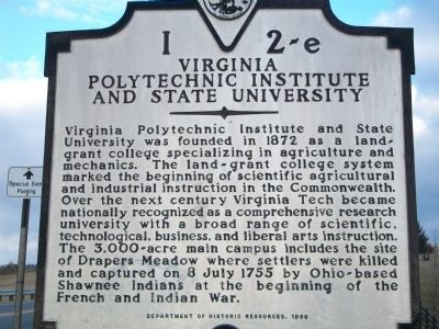 Virginia Polytechnic Institute and State University Marker image. Click for full size.