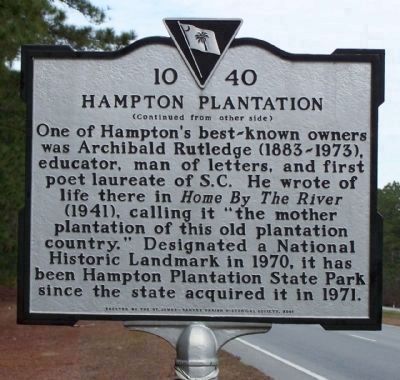 Hampton Plantation Marker (back) image. Click for full size.