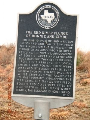 The Red River Plunge of Bonnie and Clyde Marker image. Click for full size.
