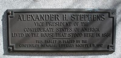 Alexander H. Stephens House Site Marker image. Click for full size.