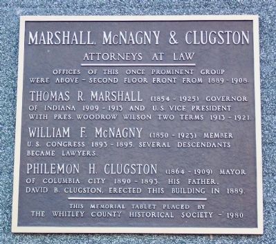 Marshall, McNagny & Clugston Marker image. Click for full size.