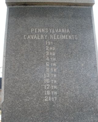 Pennsylvania Cavalry Regiments (east face).. Click for full size. Pennsylvania Cavalry Regiments (east face). image. Click for full size.