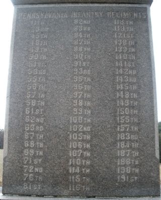 Pennsylvania Infantry Regiments (north face).. Click for full size. Pennsylvania Infantry Regiments (north face). image. Click for full size.