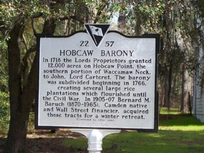 Hobcaw Barony Marker. Click for full size. Hobcaw Barony Marker image. Click for full size.