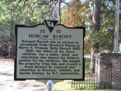 Hobcaw Barony Marker rear. Click for full size. Hobcaw Barony Marker rear image. Click for full size.