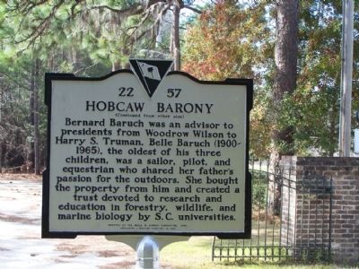 Hobcaw Barony Marker rear image. Click for full size.