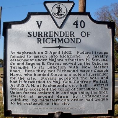 Surrender of Richmond Marker image. Click for full size.