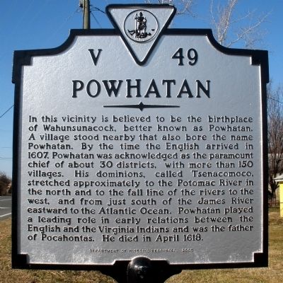 Powhatan Marker image. Click for full size.