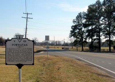 Powhatan Marker on New Market Road facing south. image. Click for full size.