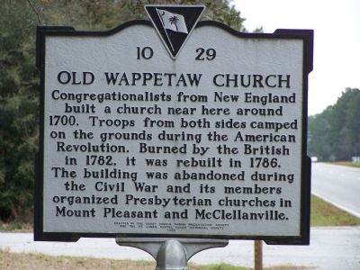 Old Wappetaw Church Marker image. Click for full size.