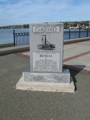 Wide View of Front of Pony Express Ferry “Carquinez” Marker. Click for full size. Wide View of Front of Pony Express Ferry “Carquinez” Marker image. Click for full size.