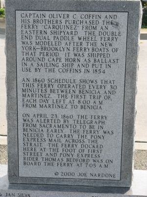 Back View of the Pony Express Ferry “Carquinez” Marker image. Click for full size.