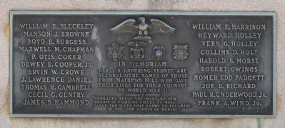 Mathews Mill Veterans Monument -<br>East Side image. Click for full size.