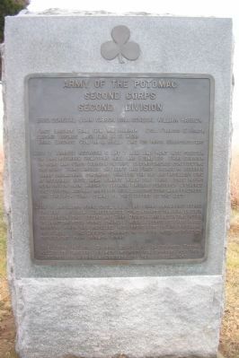 Second Division, Second Corps Tablet. Click for full size. Second Division, Second Corps Tablet image. Click for full size.