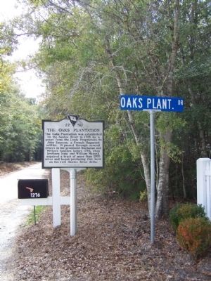 The Oaks Plantation Marker along Crow Hill Rd. and Oaks Plantation Dr image. Click for full size.
