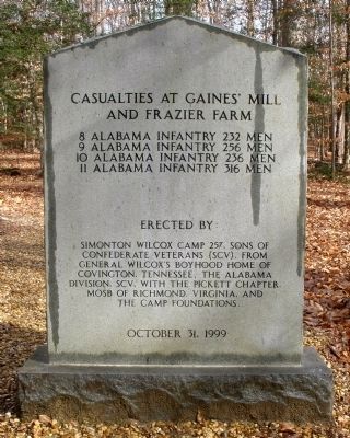 Wilcox’s Alabama Brigade Monument (back) image. Click for full size.