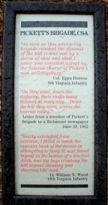 Pickett’s Brigade, CSA Marker. Click for full size. Pickett’s Brigade, CSA Marker image. Click for full size.