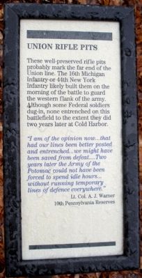 Union Rifle Pits Marker. Click for full size. Union Rifle Pits Marker image. Click for full size.