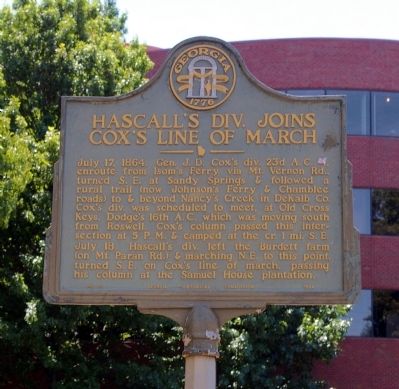 Hascall's Div. Joins Cox's Line of March Marker. Click for full size. Hascall's Div. Joins Cox's Line of March Marker image. Click for full size.