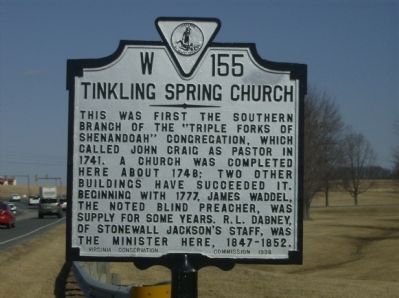 Tinkling Spring Church Marker image. Click for full size.