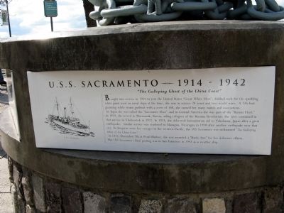 U.S.S. Sacramento 1914 – 1942 Marker. Click for full size. U.S.S. Sacramento 1914 – 1942 Marker image. Click for full size.