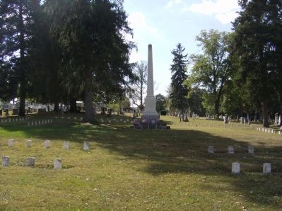Confederate Monument in the center of the Confederate section of the cemetery image. Click for full size.