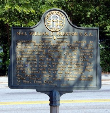 Maj. William C. Preston C.S.A Marker image. Click for full size.