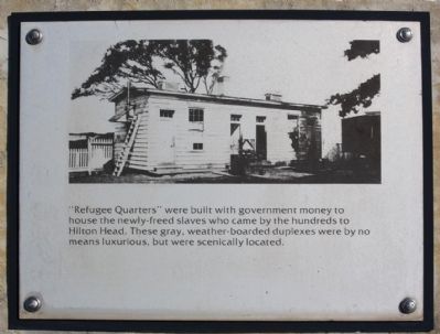 "Robbers Row" Interpretive Marker , "Rufugee Quarters" image. Click for full size.