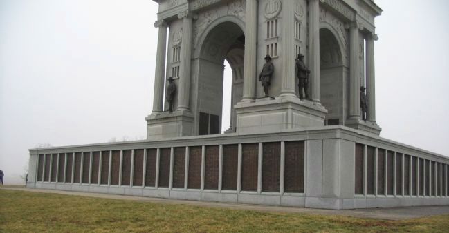 Base of Monument Showing the Regimental Panels. Click for full size. Base of Monument Showing the Regimental Panels image. Click for full size.