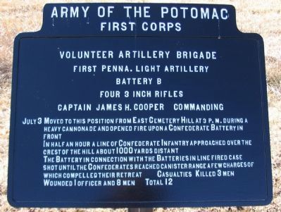 Battery B, First Pennsylvania Light Artillery Tablet image. Click for full size.