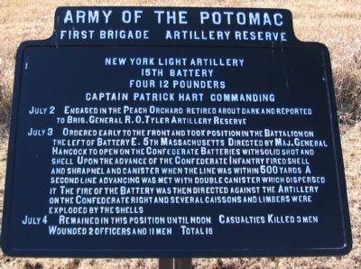 15th Battery New York Light Artillery Tablet. Click for full size. 15th Battery New York Light Artillery Tablet image. Click for full size.