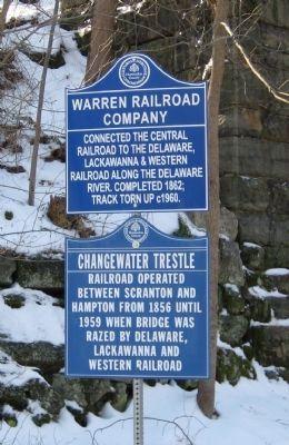 Warren Railroad Company & Changewater Trestle Markers image. Click for full size.