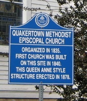 Quakertown Methodist Episcopal Church Marker image. Click for full size.