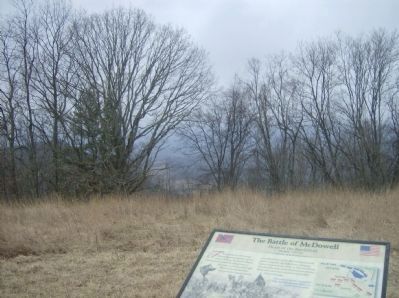 View from the Battle of McDowell Marker, west toward McDowell image. Click for full size.
