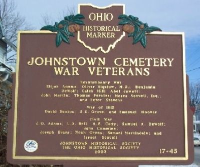 Johnstown Cemetery War Veterans Marker (Side B) image. Click for full size.