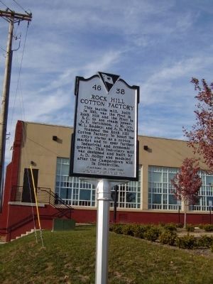 Rock Hill Cotton Factory Marker </b>(front) image. Click for full size.
