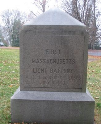First Massachusetts Light Battery Monument. Click for full size. First Massachusetts Light Battery Monument image. Click for full size.