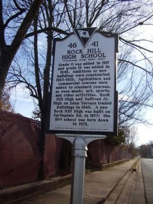Rock Hill High School Marker </b>(reverse) image. Click for full size.