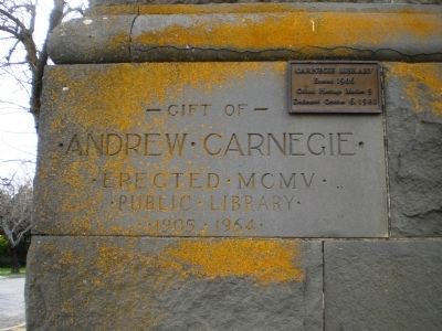 Carnegie Library Dedication Stone image. Click for full size.