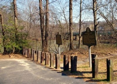 Power's Ferry Marker (front) and The River Patrol & Cochran's Ford (rear). Click for full size. Power's Ferry Marker (front) and The River Patrol & Cochran's Ford (rear) image. Click for full size.