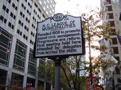 N. C. League of Municipalities Marker. Click for full size. N. C. League of Municipalities Marker image. Click for full size.