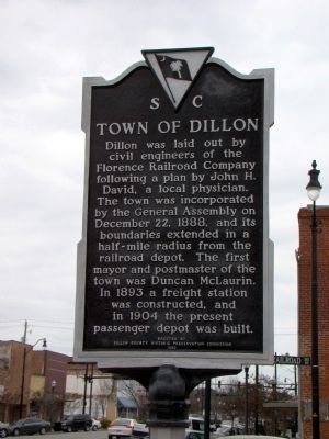 Town of Dillon Face of Marker. Click for full size. Town of Dillon Face of Marker image. Click for full size.