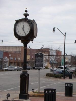 Mayor's Clock, Marker and Main Street image. Click for full size.