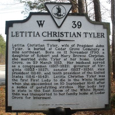 Letitia Christian Tyler Marker image. Click for full size.