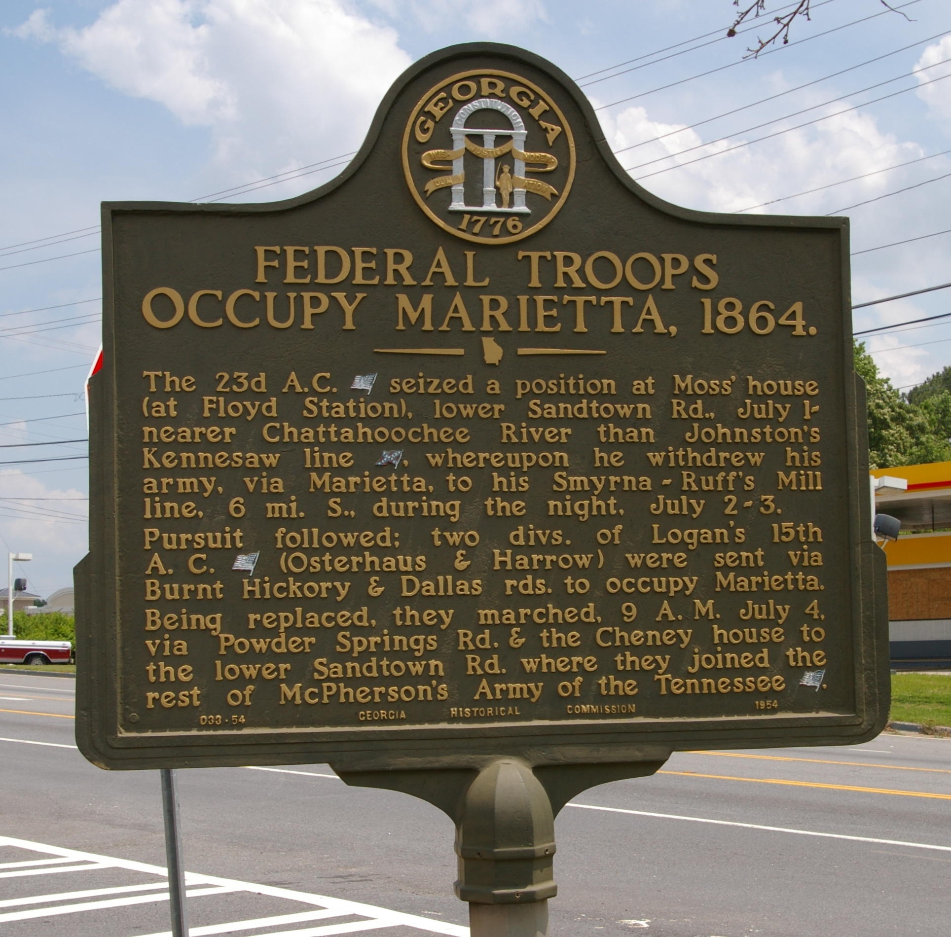 Federal Troops Occupy Marietta, 1864. Marker