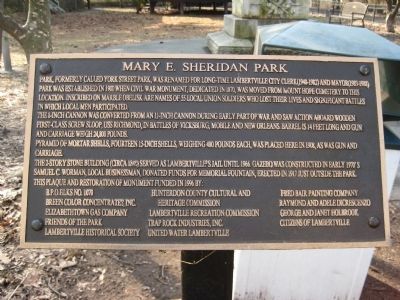 Mary E. Sheridan Park Marker. Click for full size. Mary E. Sheridan Park Marker image. Click for full size.