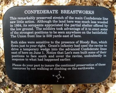 Confederate Breastworks Marker. Click for full size. Confederate Breastworks Marker image. Click for full size.