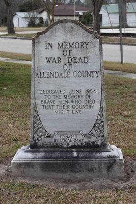 Allendale County War Memorial Marker image. Click for full size.