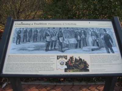 Continuing a Tradition: Freemasonry at Gettysburg Marker image. Click for full size.