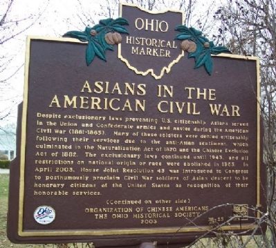 Asians in the American Civil War Marker (Side A) image. Click for full size.